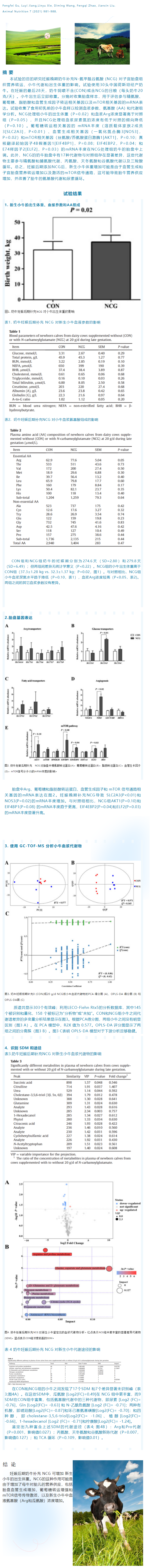 在妊娠后期添加NCG對奶牛胎盤中mTOR和血管生成因子的基因表達及小牛初生重的影響